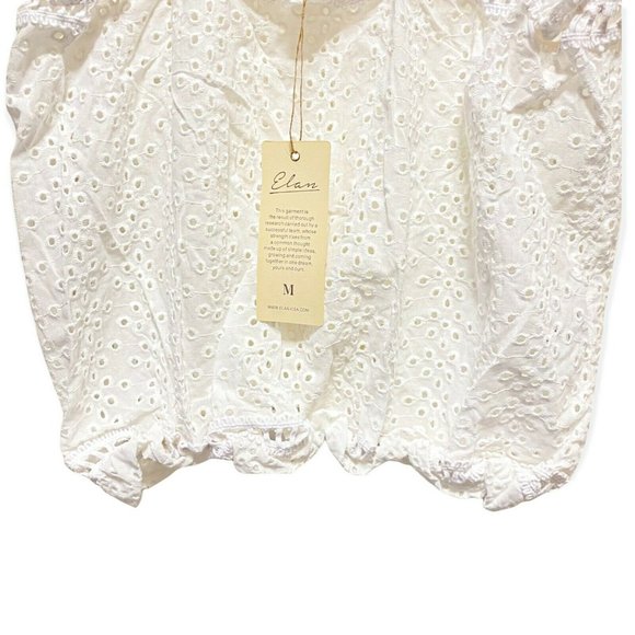 Elan Womens M Elastic Hem And Neckline Sleeveless Crochet Strap Breathable White - Picture 4 of 8